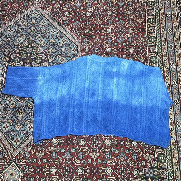 Free People Washed Ashore Ombré Blue Chunky Knit Sweater - Picture 7 of 9